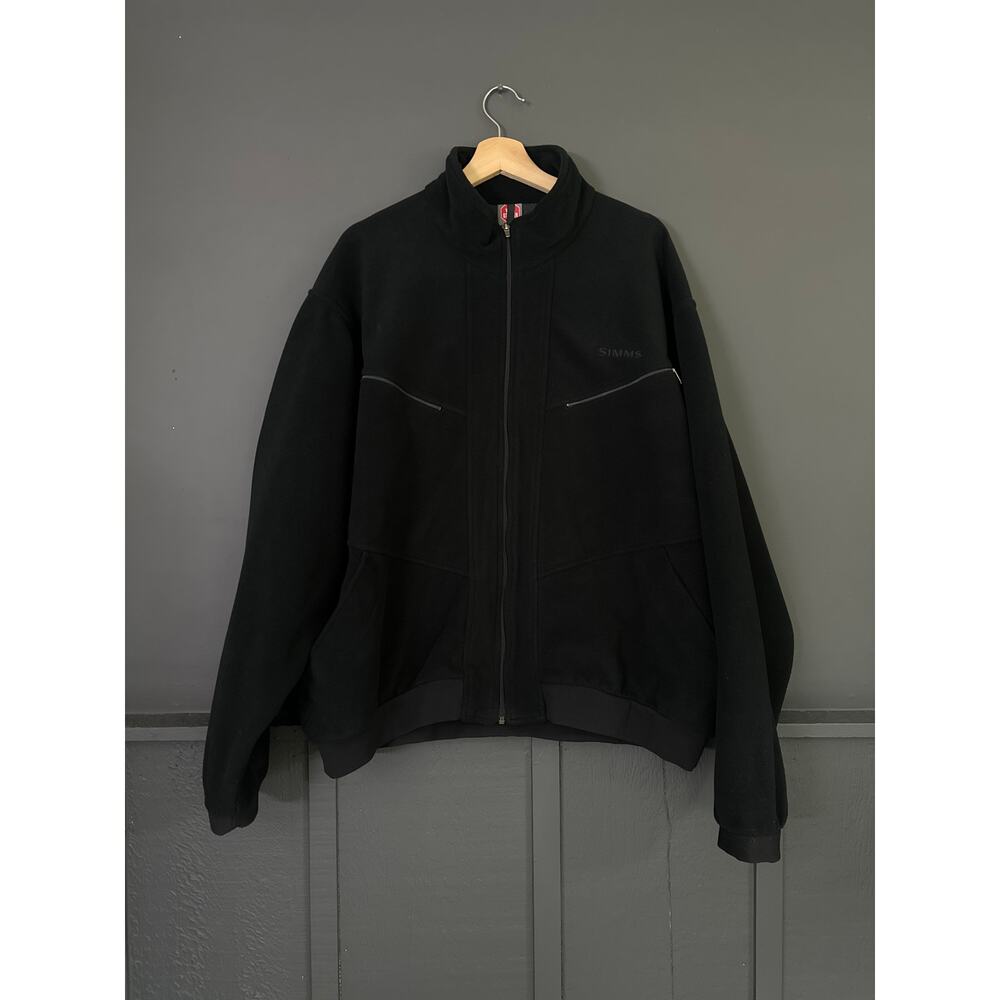 Simms Fleece Jacket Black Full Zip Gore Windstopper Fishing Outdoors Mens XXL